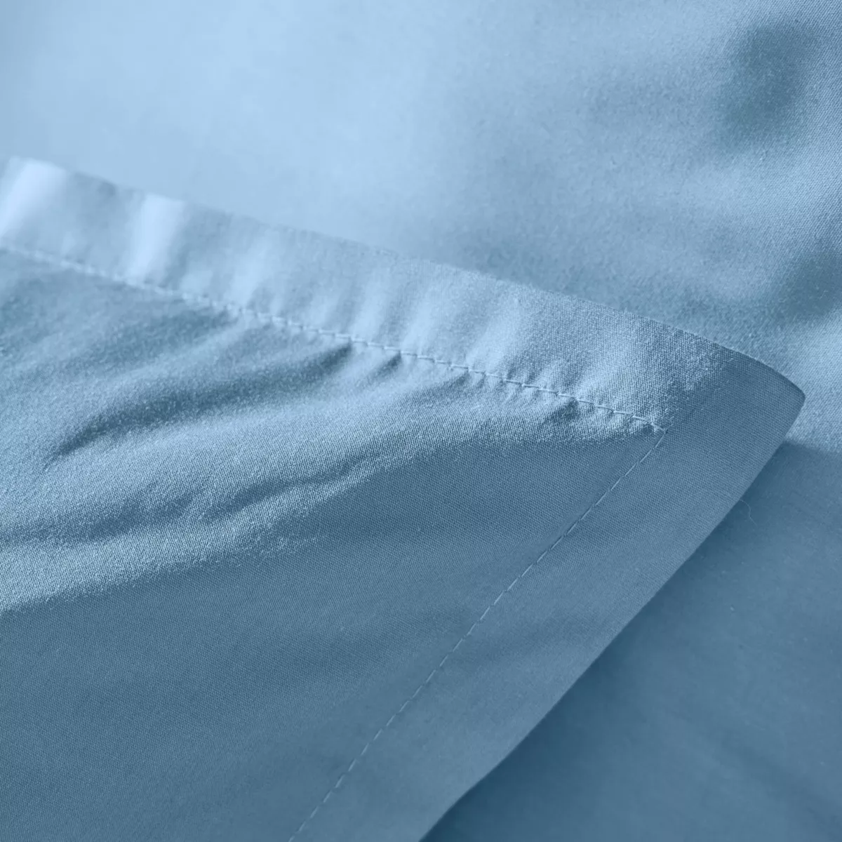 EM - Taie d'oreiller volant plat 80 x 80 cm Percale unie CALI Bleu ciel
