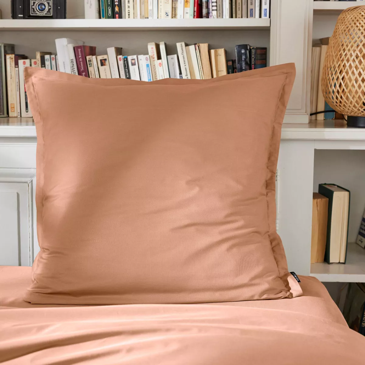 Funda de almohada cuadrada de percal de algodón (65 x 65 cm) Cali Rosa Albaricoque