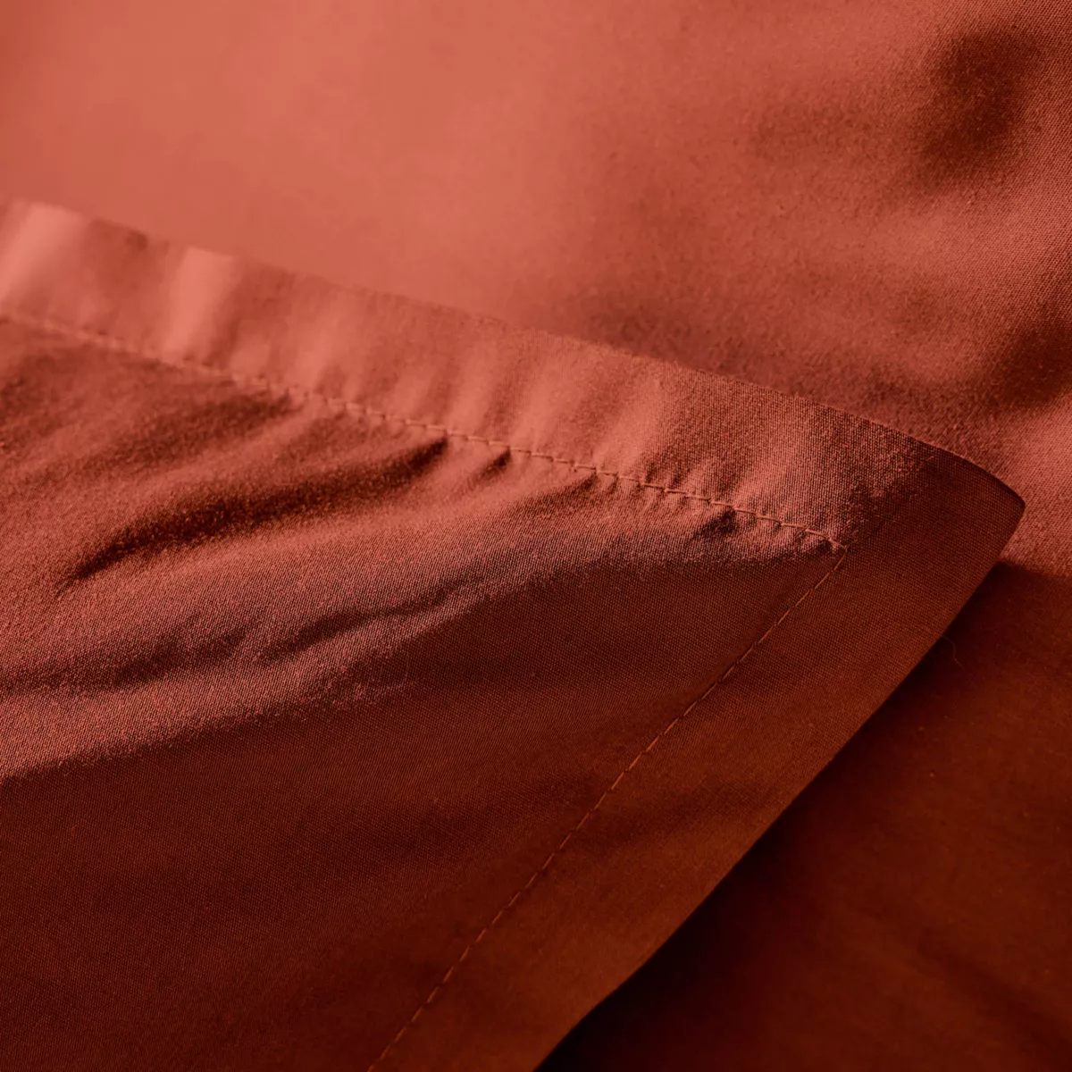 Taie de traversin percale de coton (L185 cm) Cali Terracotta