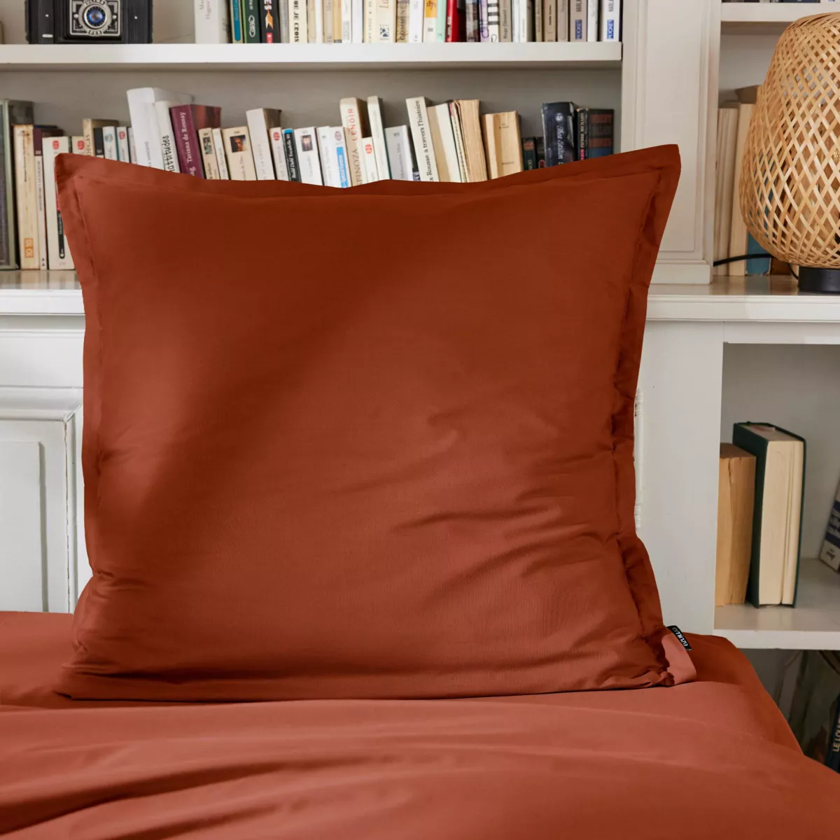 Funda de almohada cuadrada en percal de algodón (65 cm) Cali Terracota