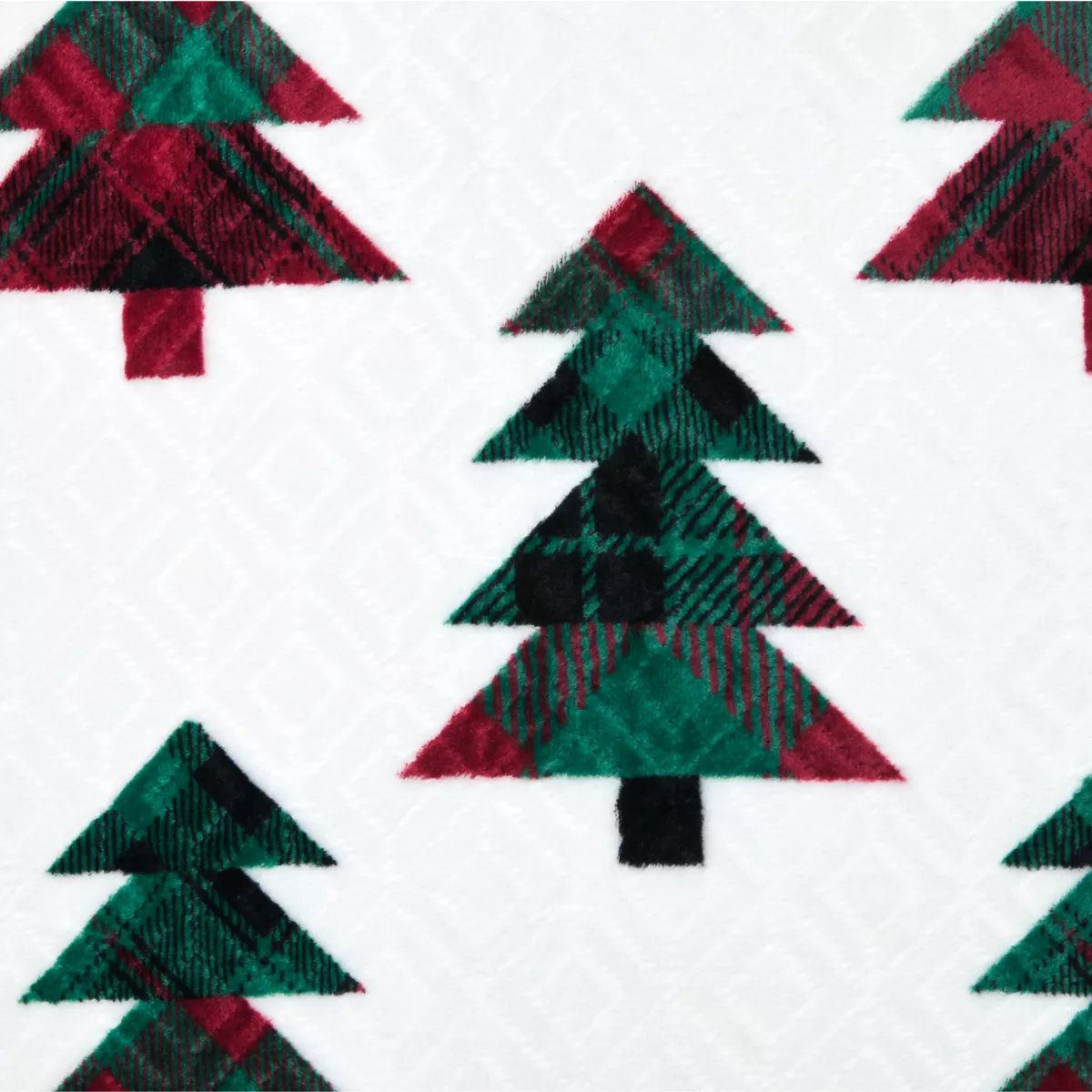 Weihnachtsdecke aus Flanell (130 x 160 cm) Tannenwald Weiß und Grün