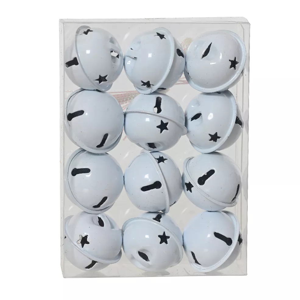 Set di 12 decorazioni natalizie sospese in metallo (D3 cm) Campanelli d'inverno Bianco