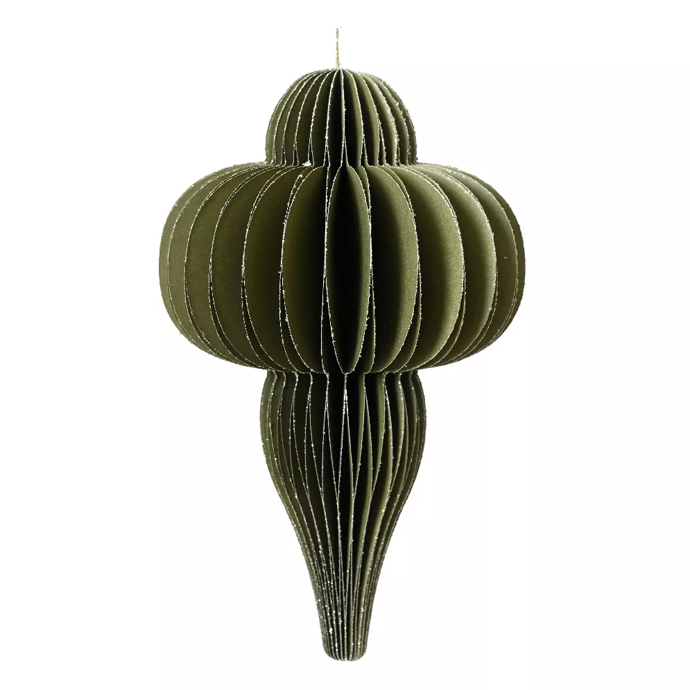 1 Ornement papier fermeture magnetique dia12-H20cm vert MAGNETIQUE