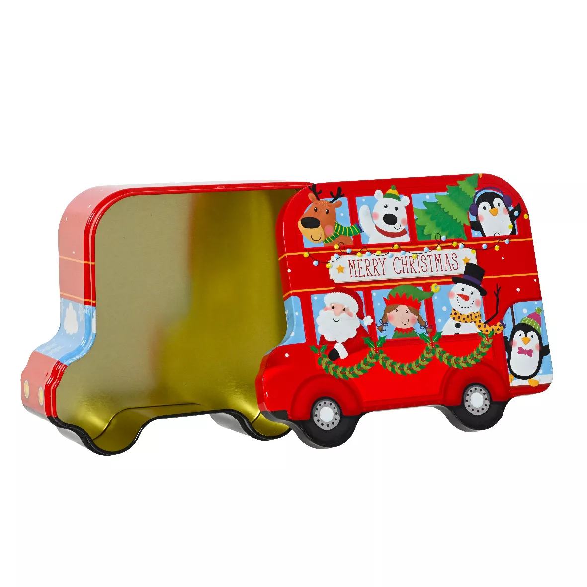 Scatola di metallo per la conservazione (15 x 19 cm) Bus di Natale Multicolore