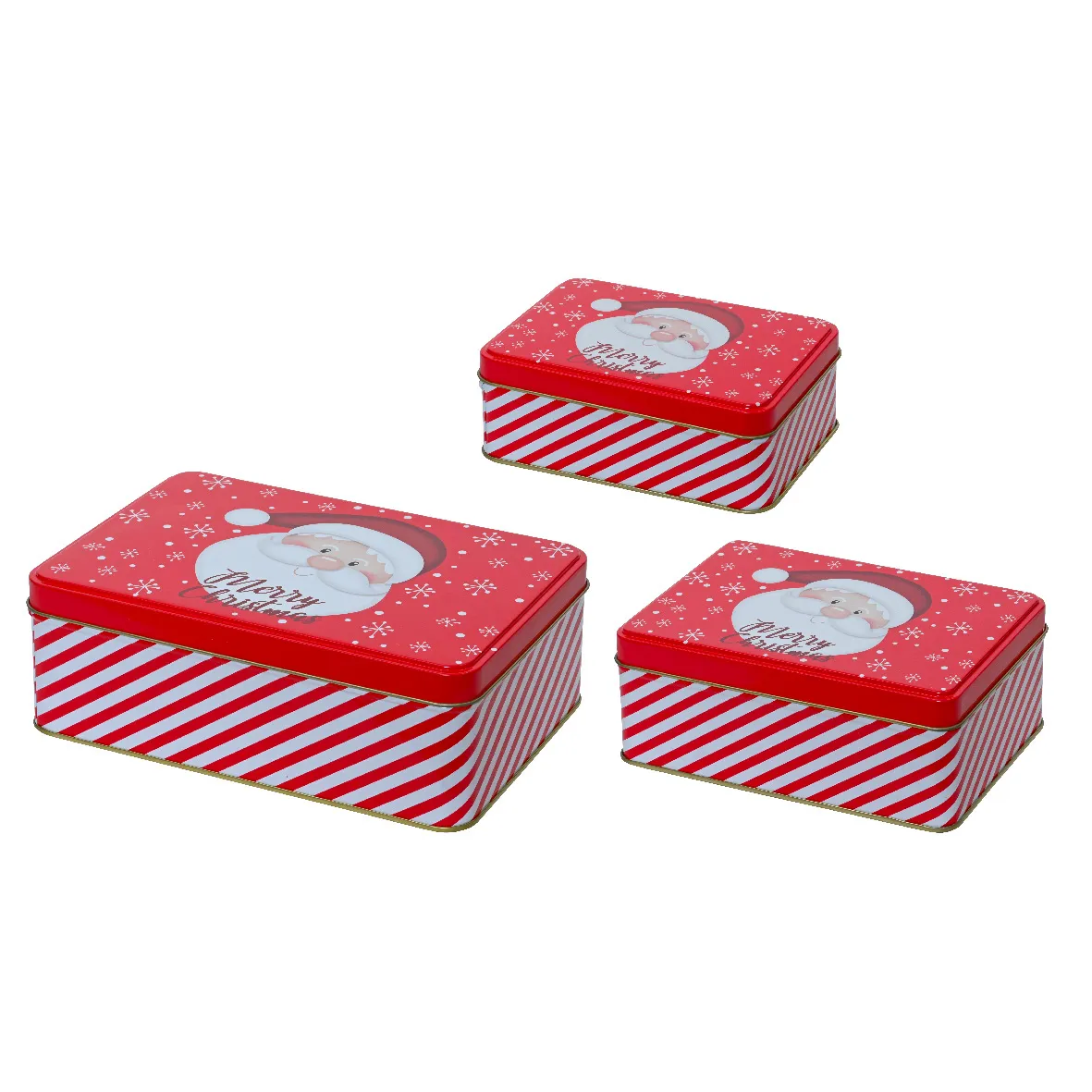 Set di 3 scatole in metallo Babbo Natale Rosso e bianco