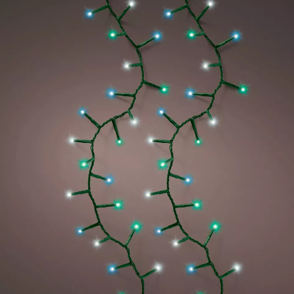 Ghirlanda luminosa 16 m 750 LED cavo verde Luxe Tricolore Verde blu e bianco