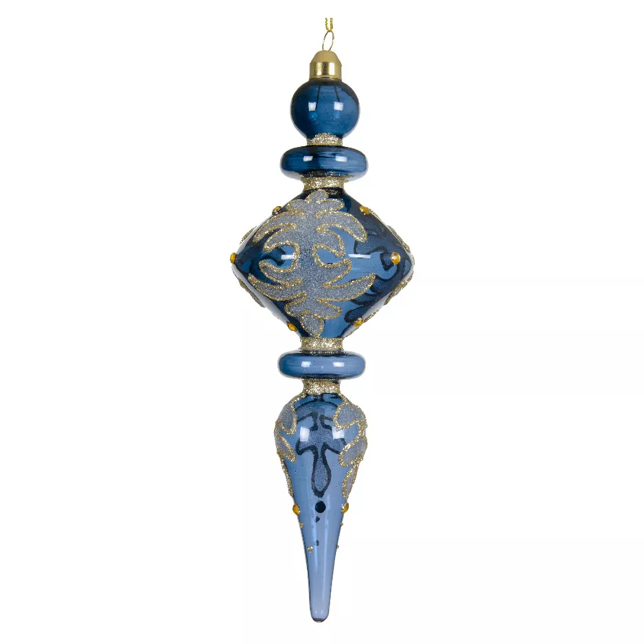 Set di 2 pendenti di Natale in vetro (H24 cm) Riflesso di Mezzanotte Blu