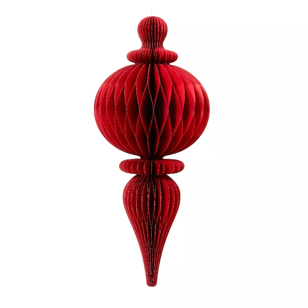 1 Ornement papier dia80-H34cm rouge MAGNETIQUE