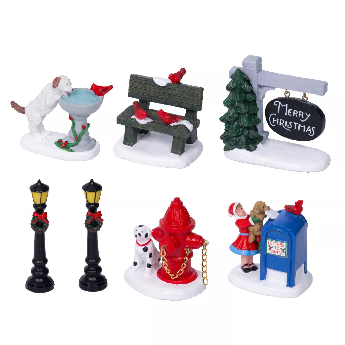 Set di 7 statuine per villaggio (H7,5 cm) Animazione cittadina