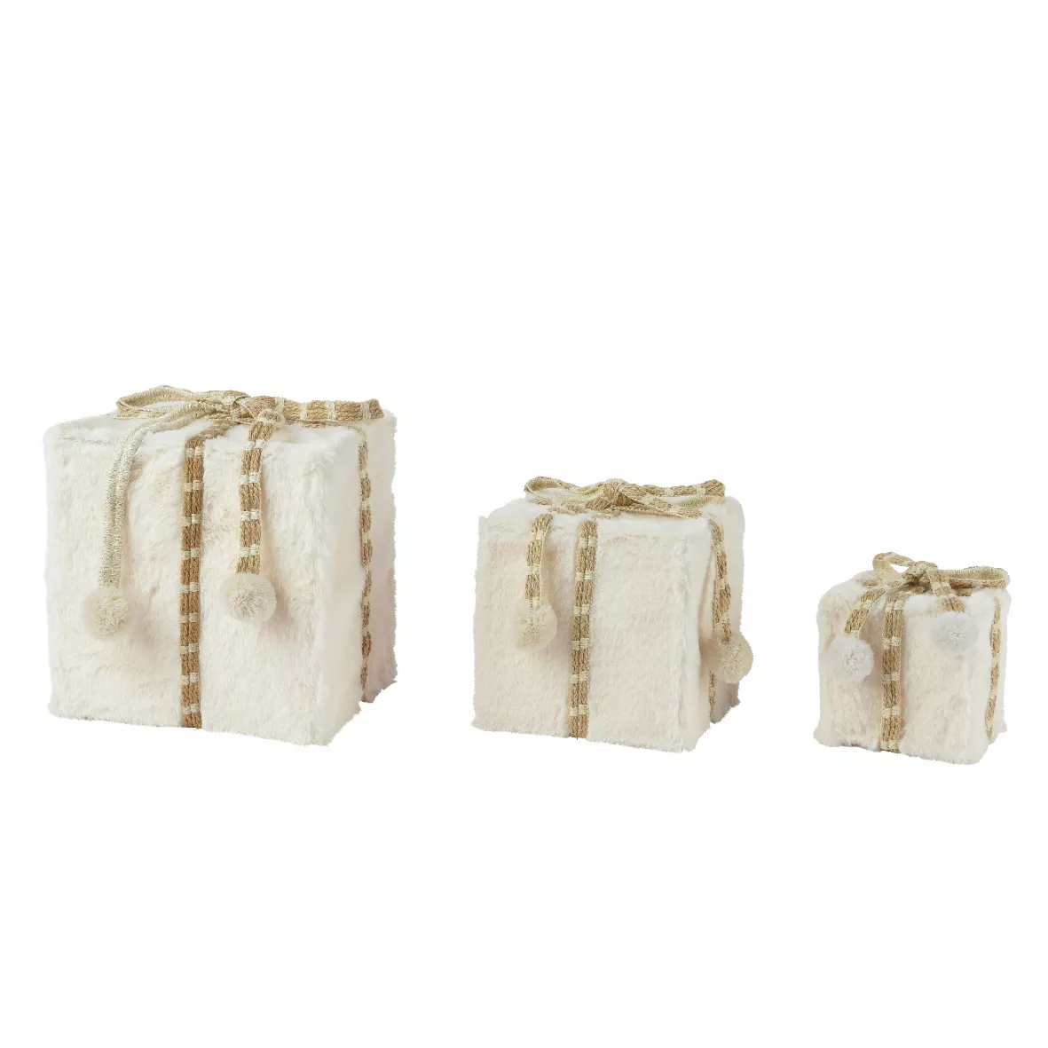 Set di 3 regali (H21 cm) Ecopelliccia morbida Bianco lana