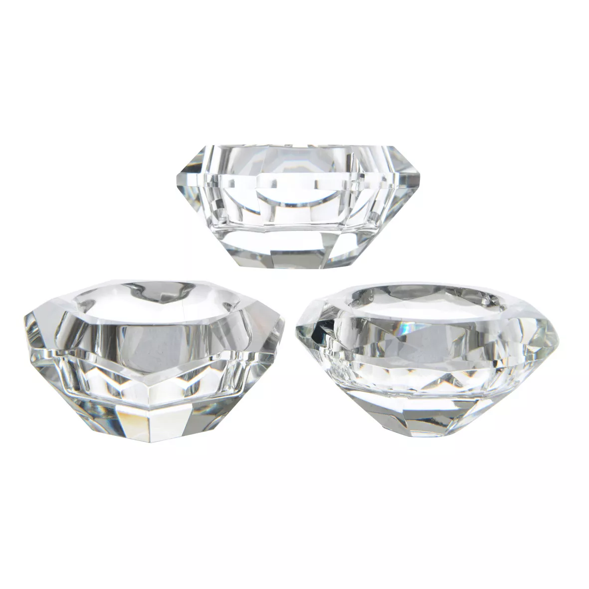 Set di 12 portacandele in vetro (D7 cm) Diamante cristallo Trasparente