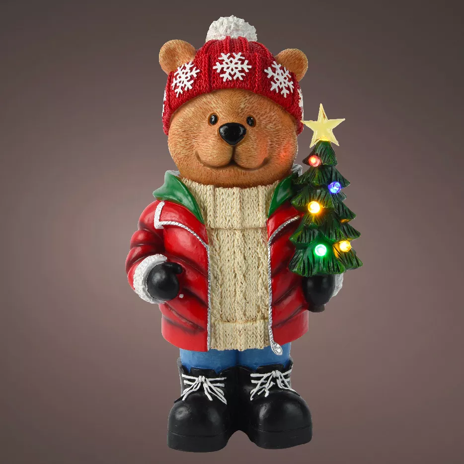 Leuchtender Teddybär mit 7 LED-Batterien (H38 cm) Tiboo Mehrfarbig