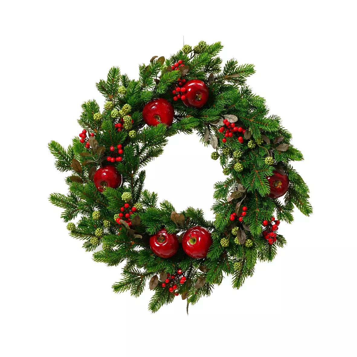 1 Deco apple couronne dia60-H12cm vert/rouge A ASSOCIER AVEC AUTRE GUIRLANDE + COURONNE