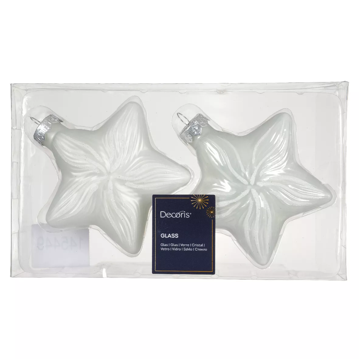 Set di 2 pendenti in vetro (H10 cm) Stelle Celesti Bianco