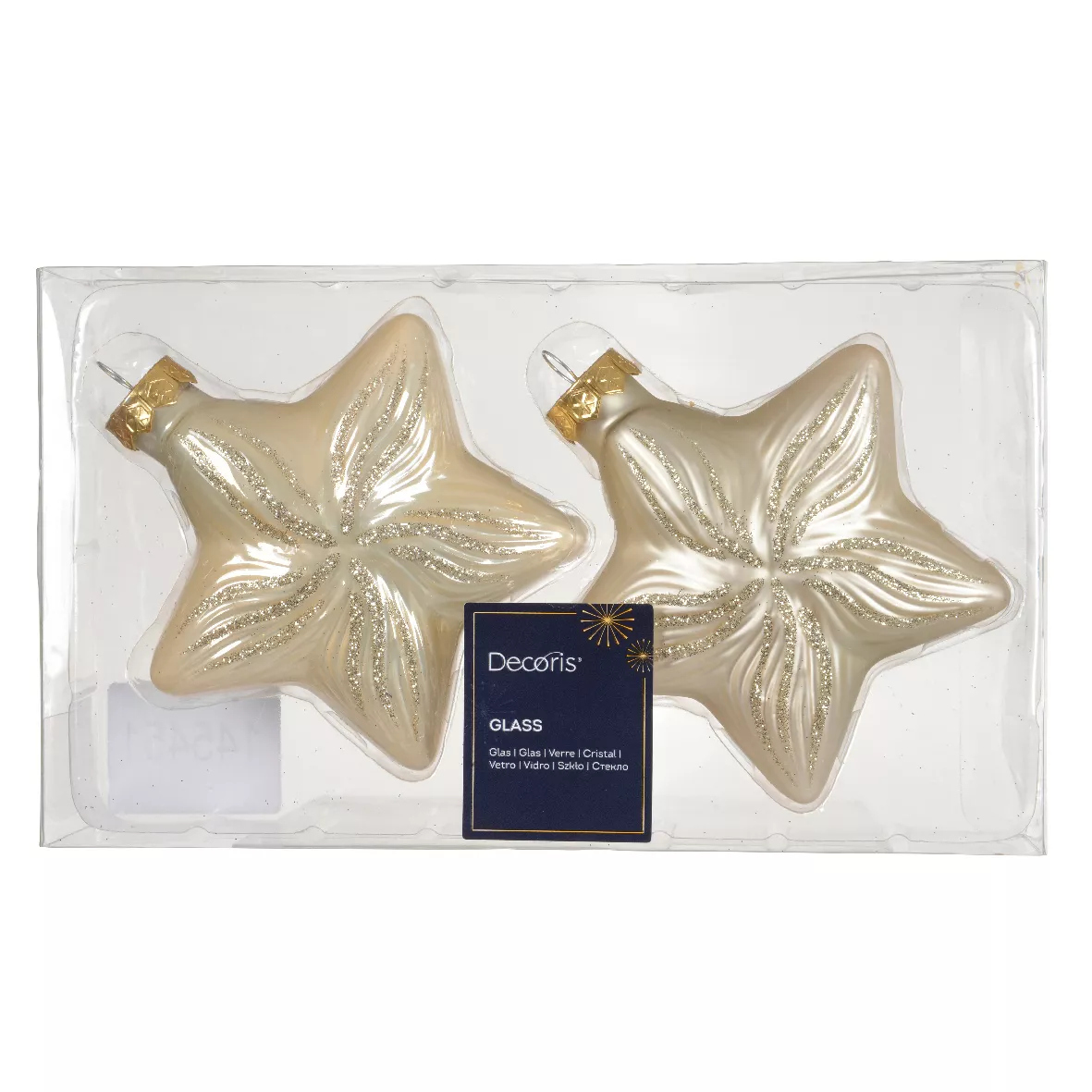 Set di 2 pendenti in vetro (H10 cm) Stelle Celesti Perla