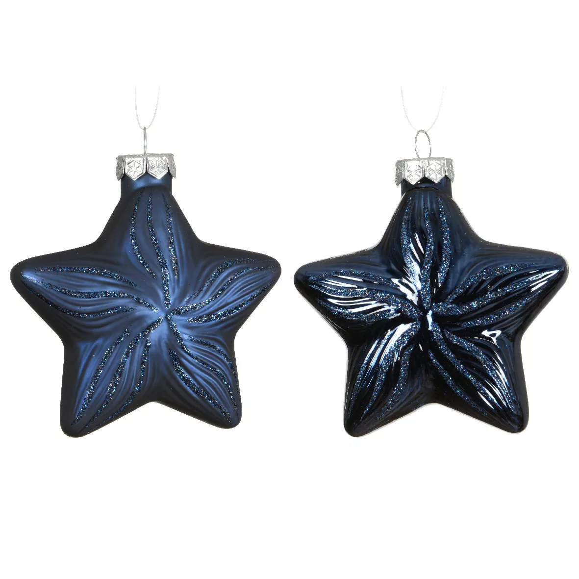 LOT DE 2  Etoile verre L9.80-W4-H10cm bleu nuit DONNER LE MEME NOM DE GAMME