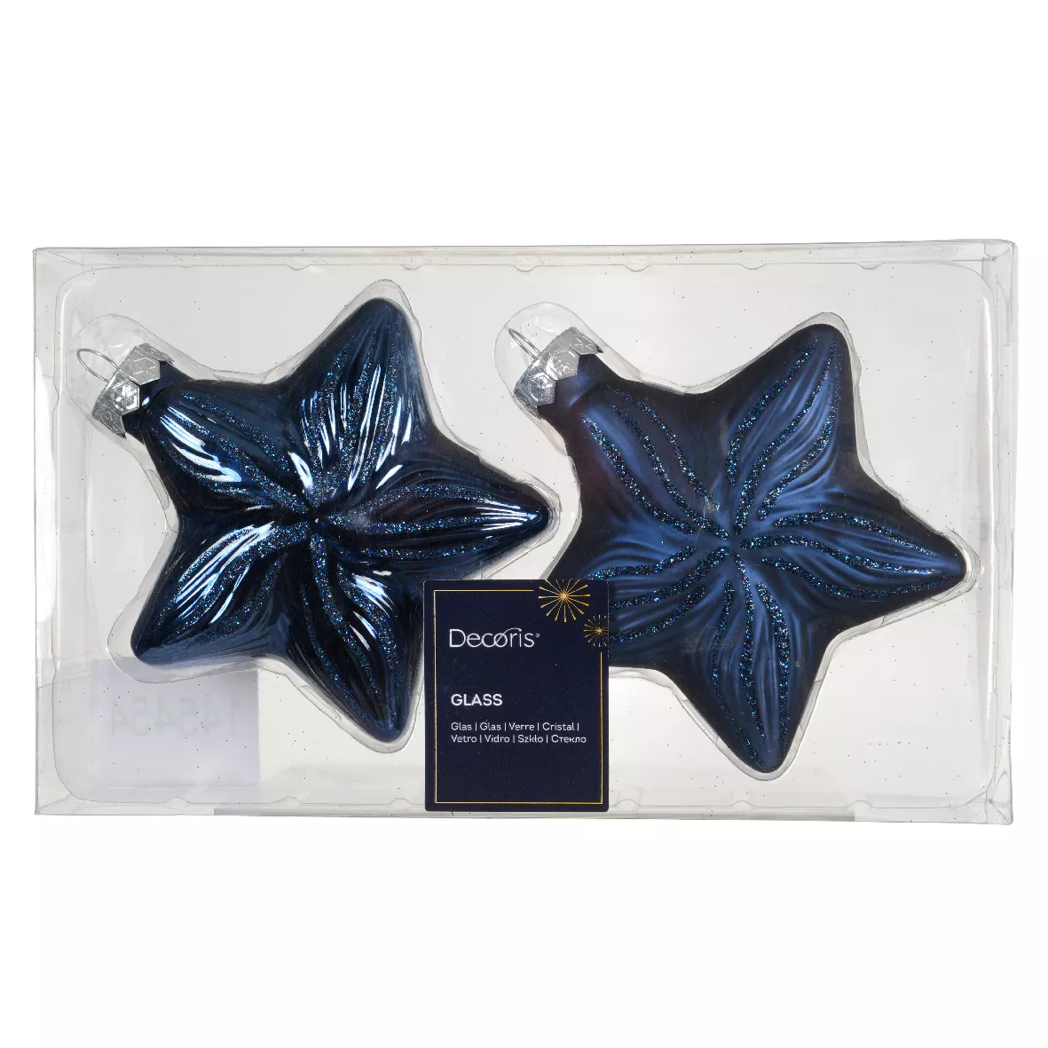 LOT DE 2  Etoile verre L9.80-W4-H10cm bleu nuit DONNER LE MEME NOM DE GAMME