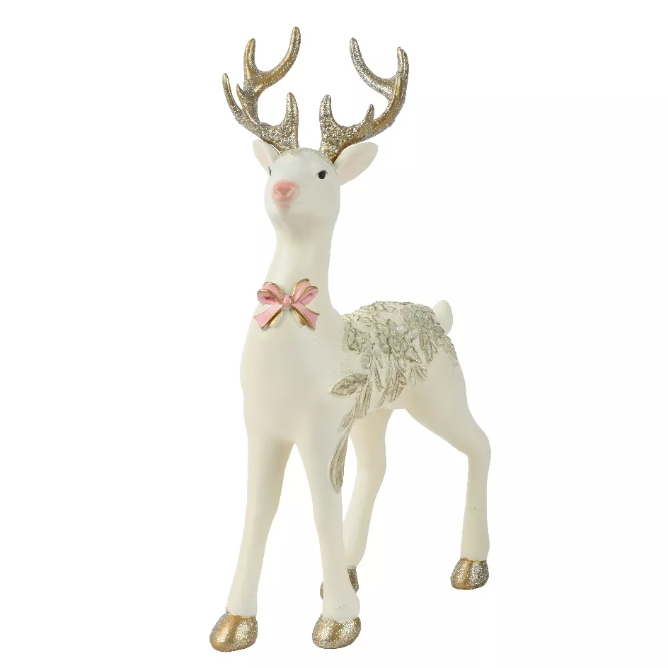 Leuchtendes Weihnachtsrentier (H30 cm) Waldprinz Weiß und Rosa