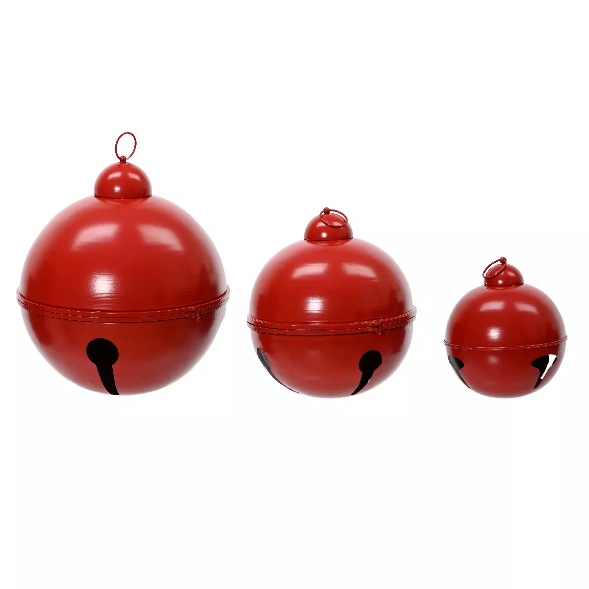 Set di 3 Campane Giganti in metallo da appendere (D52-42-31 cm) Grigioni Rosso