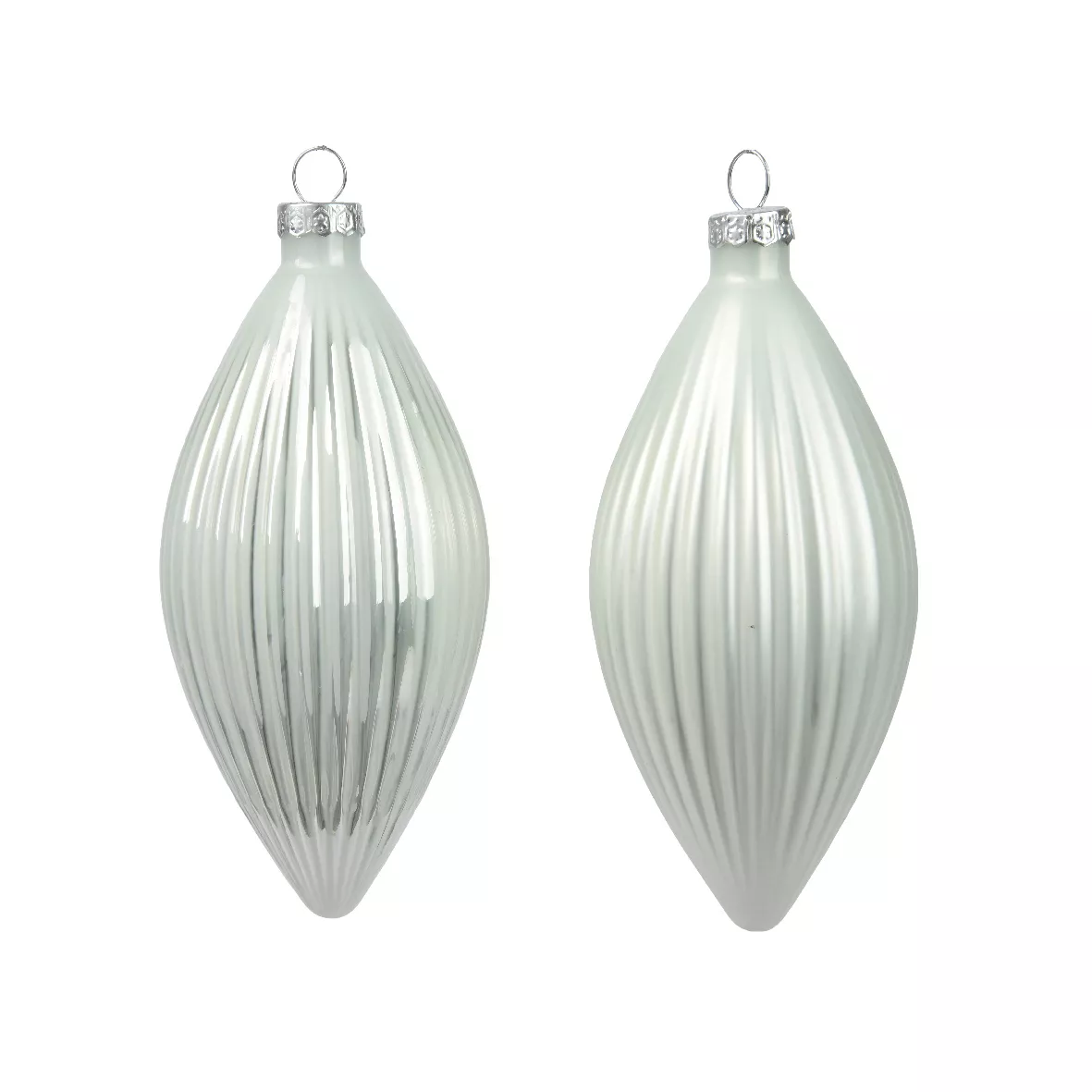 LOT DE 3  Olive verre brillant - mat dia6-H13cm blanc d hiver DONNER LE MEME NOM DE GAMME