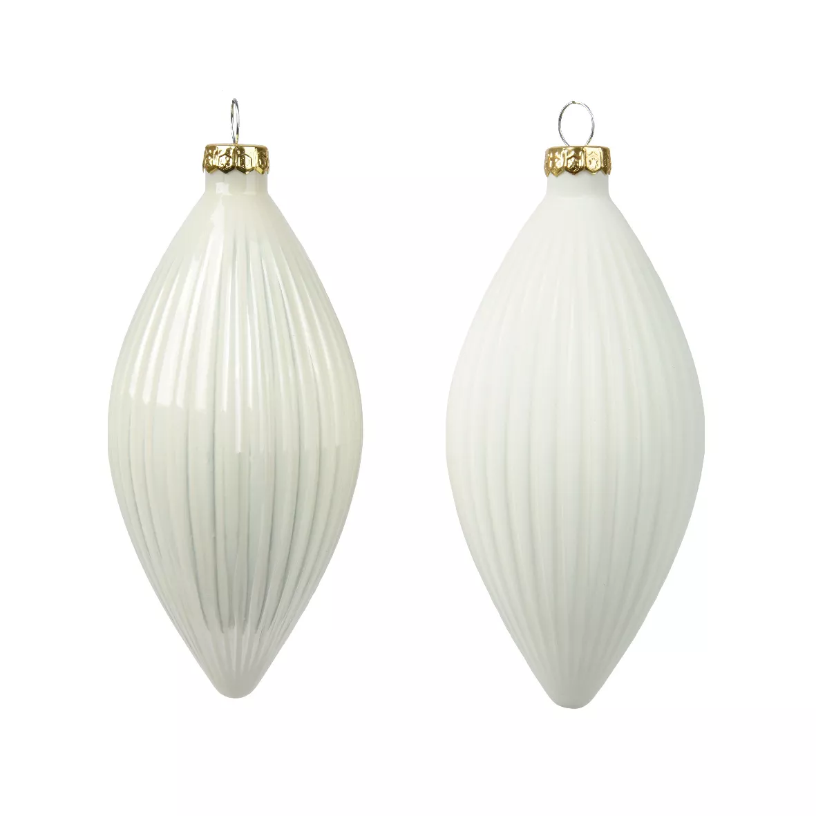 LOT DE 3  Olive verre brillant - mat dia6-H13cm blanc laine DONNER LE MEME NOM DE GAMME