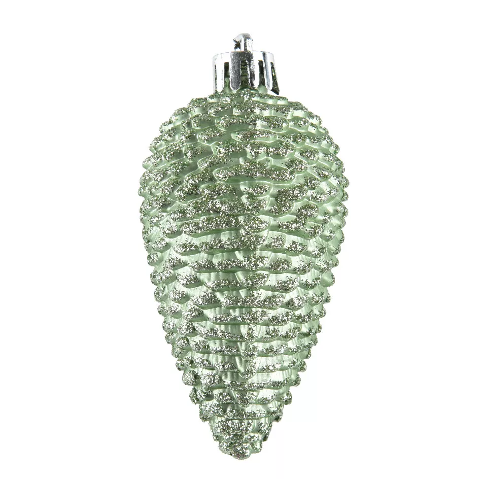 LOT DE 6  Pomme de pin polystyrene dia4.50-H8cm matcha green ALPINE