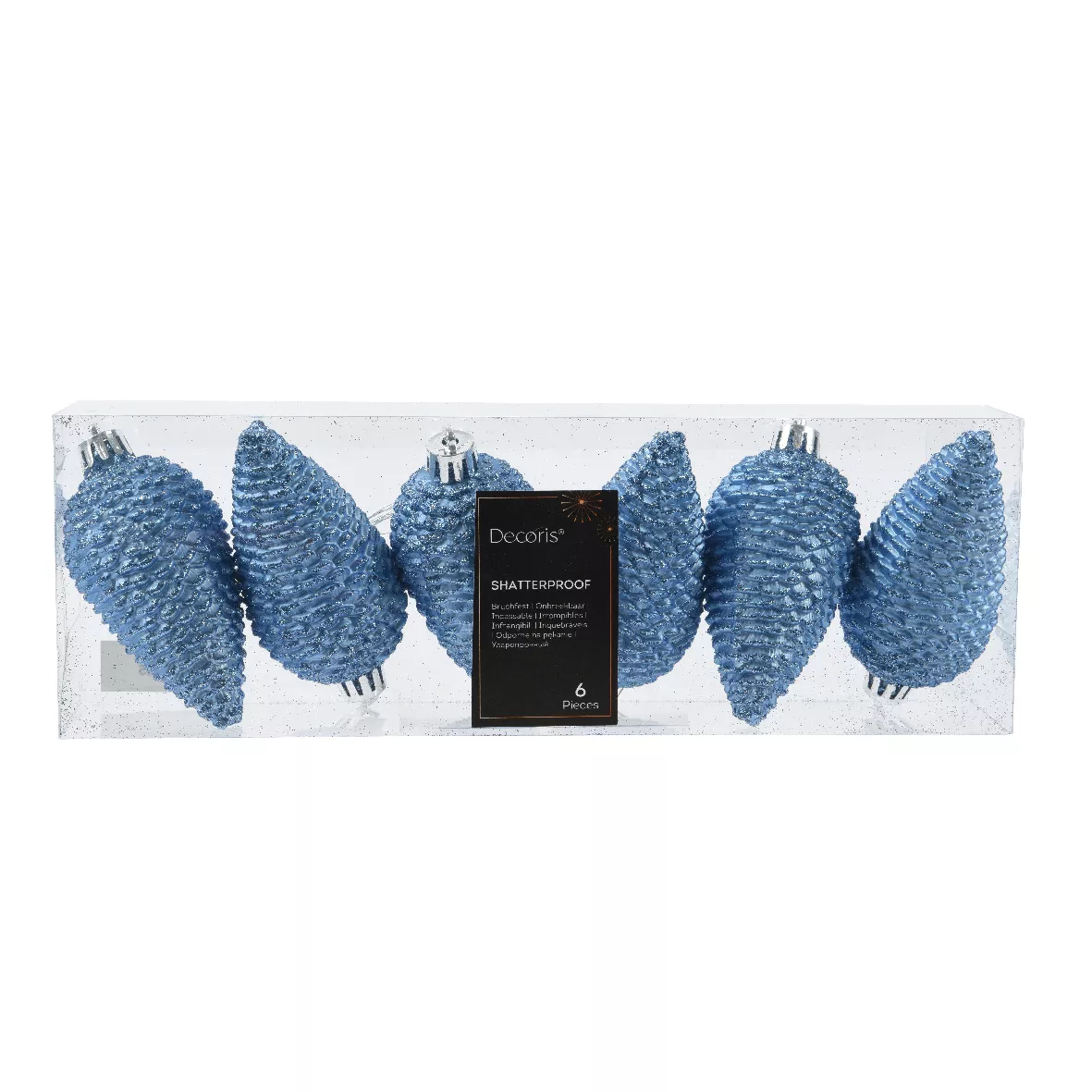 LOT DE 6  Pomme de pin polystyrene dia4.50-H8cm sky blue ALPINE