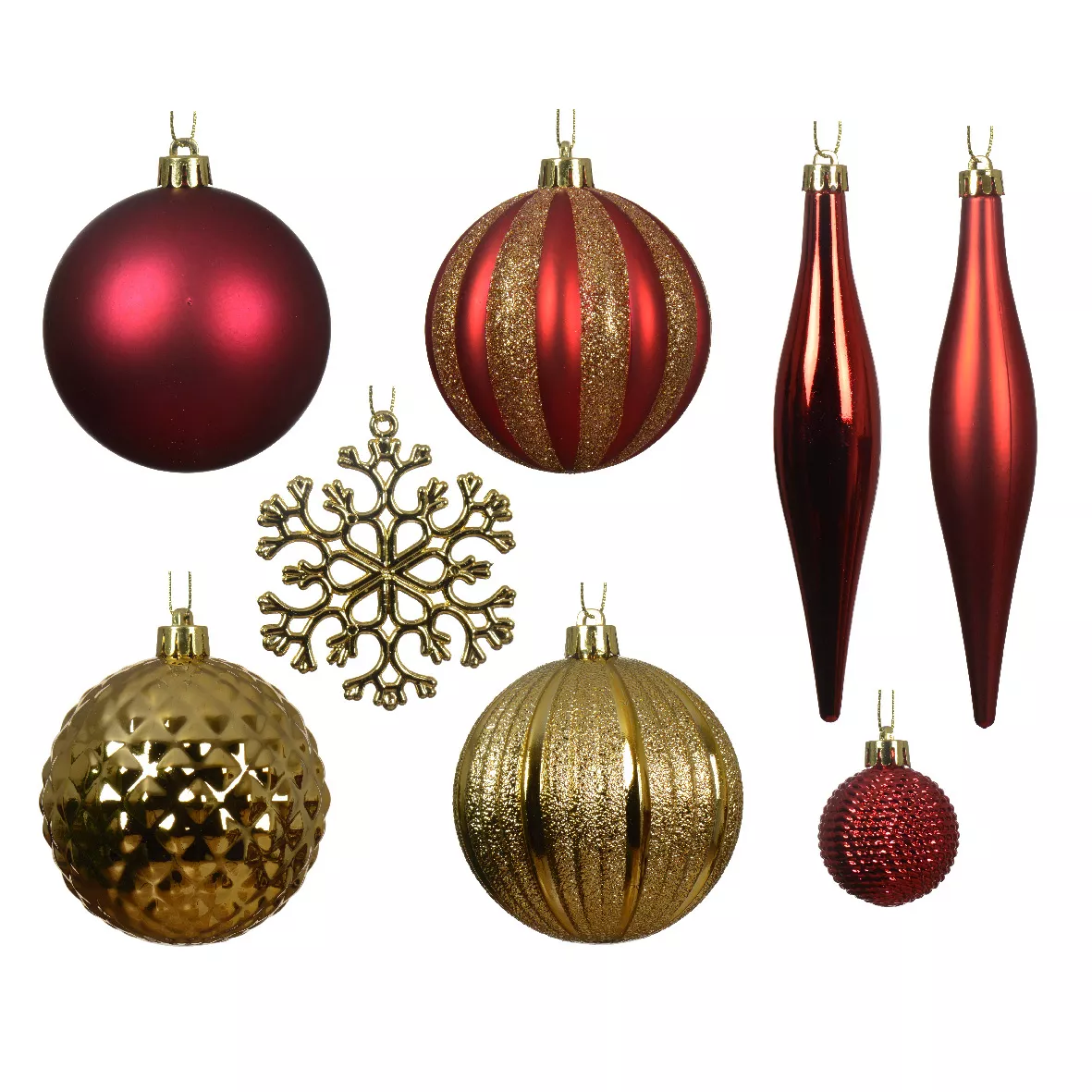 Set di addobbi per albero di Natale Christmas Bordeaux e oro chiaro