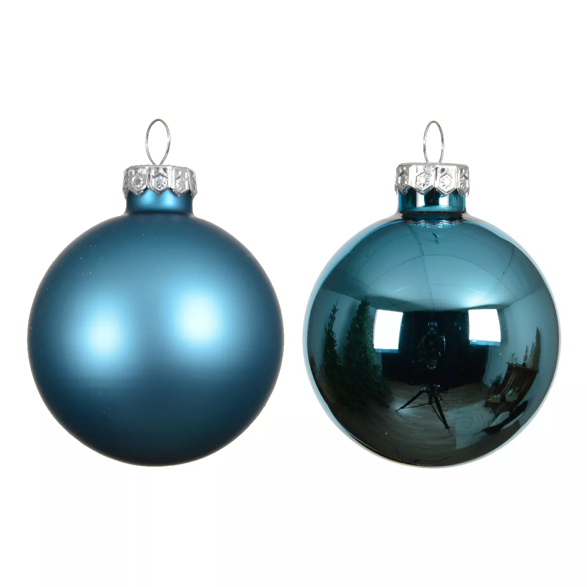 Lote de 4 Bolas de Navidad de vidrio (D100 mm) Boreal Azul brillante