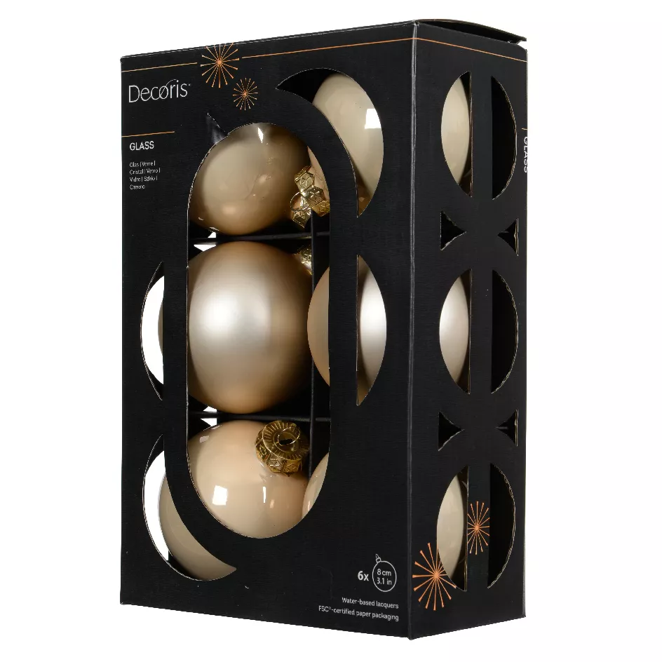 Set di 6 palline di Natale in vetro (D80 mm) Boreale Perla