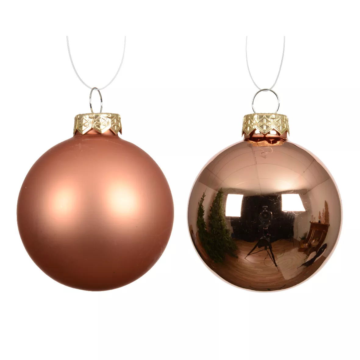 Lot de 6 Boules de Noël en verre (D80 mm) Boréal Marron