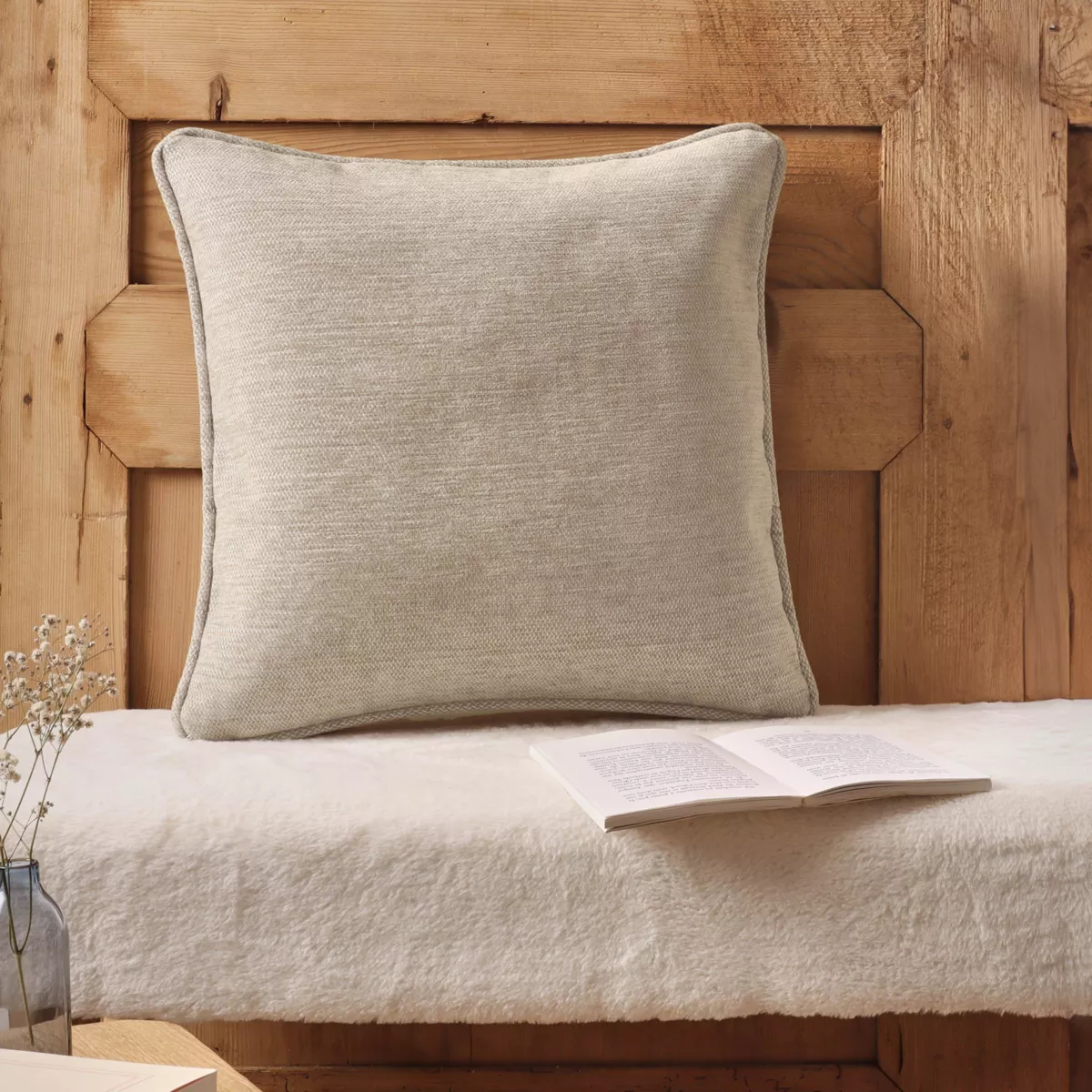 Geweven vierkant kussen (45 x 45 cm) Magnus Ecru