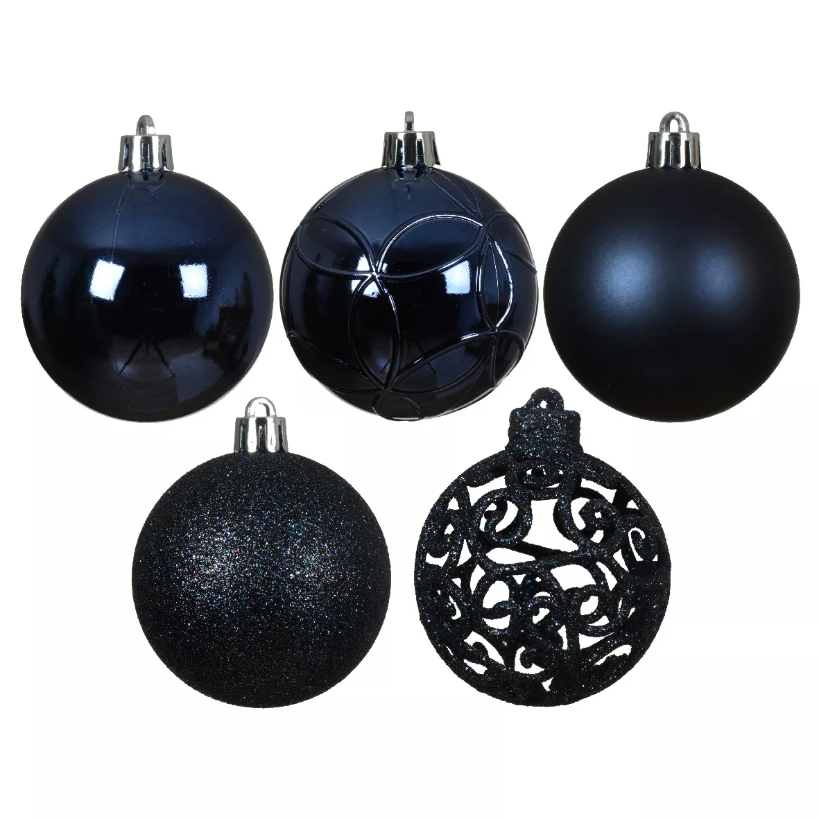 Lot de 35 boules de Noël (D60 mm) Aravis mix Bleu nuit