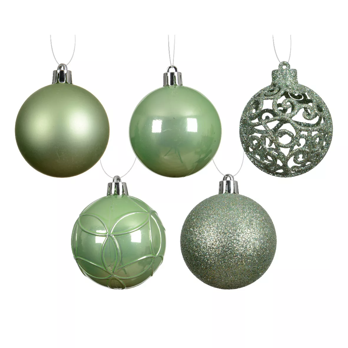Set von 35 Weihnachtskugeln (D60 mm) Aravis Mix Matcha Grün