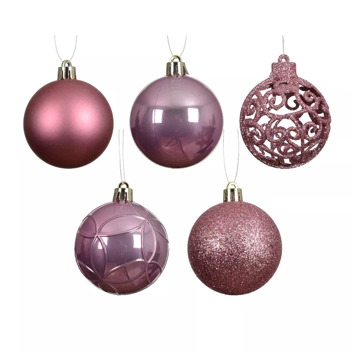 Lot de 35 boules de Noël (D60 mm) Aravis Rose pâle