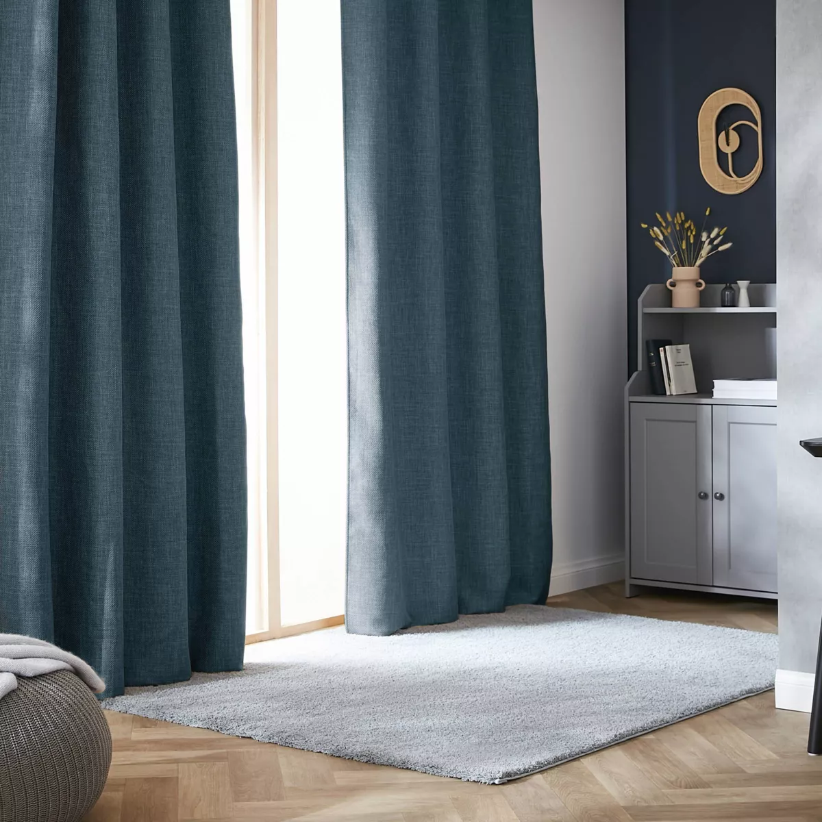 Thermischer Verdunkelungsvorhang mit Kräuselband (180 x 260 cm) Alba Blau