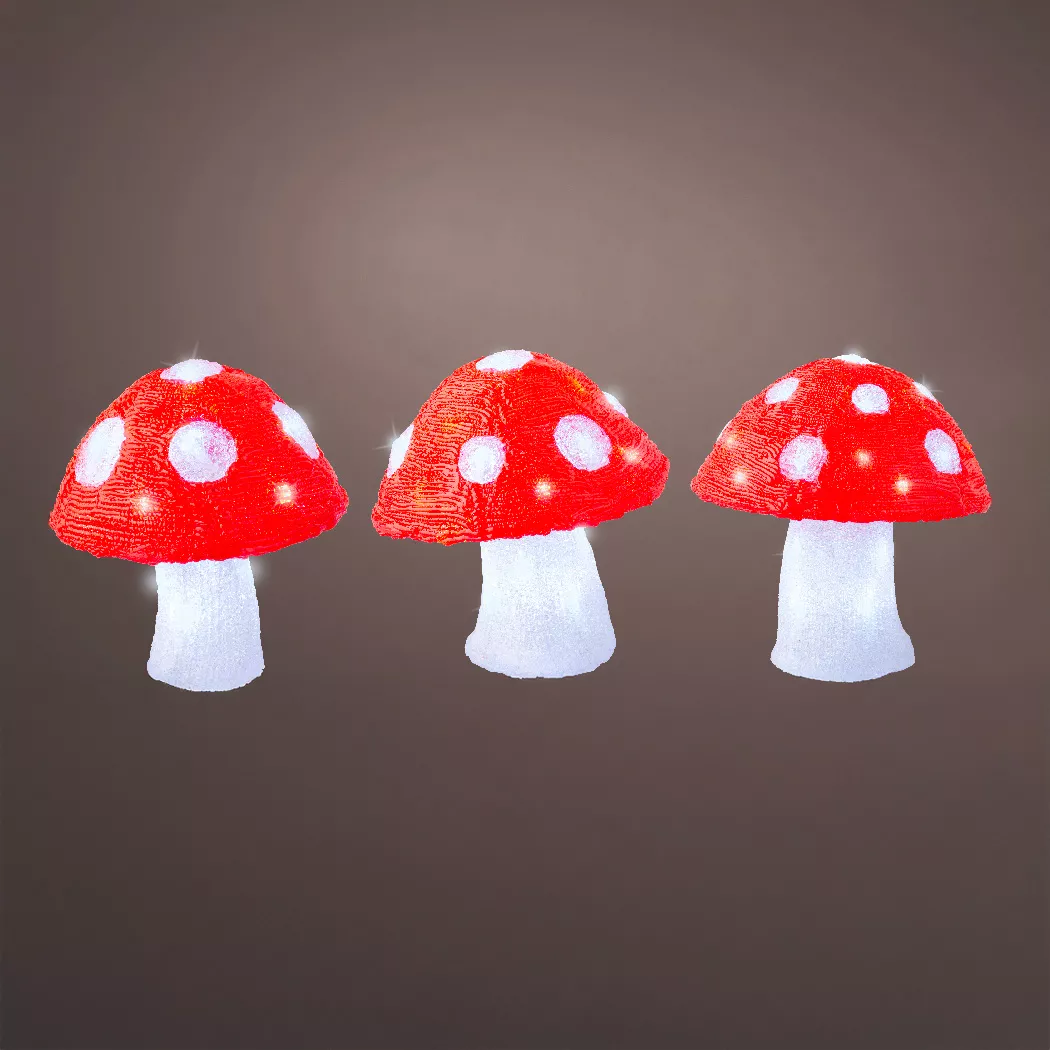 Set di 3 funghi luminosi solari (H18 cm) Mushy Bianco freddo