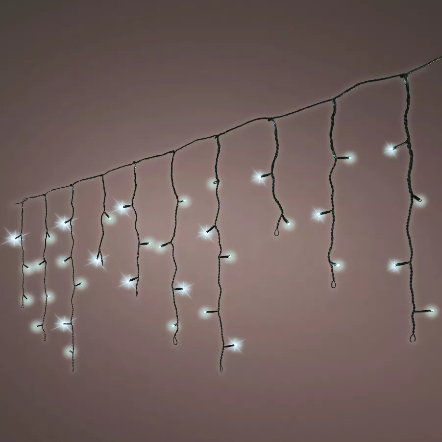 Stalactite lumineuse 11 m 259 LED câble noir Stars Blanc froid