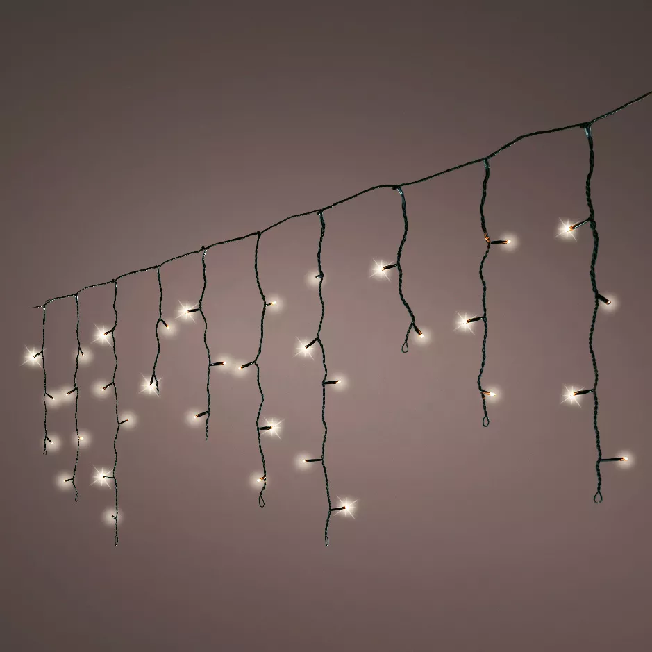 Stalactite lumineuse 11 m 259 LED câble noir Stars Blanc chaud