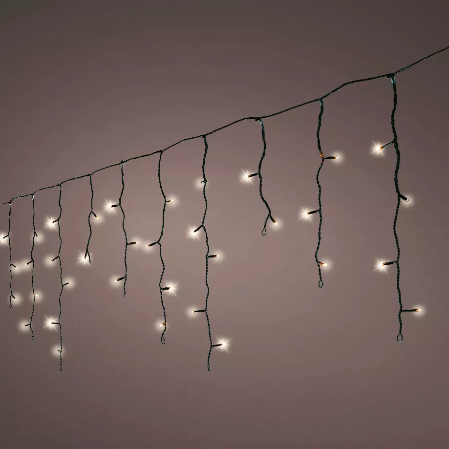 Stalattite luminosa 20 m 490 LED cavo nero Stars Bianco caldo