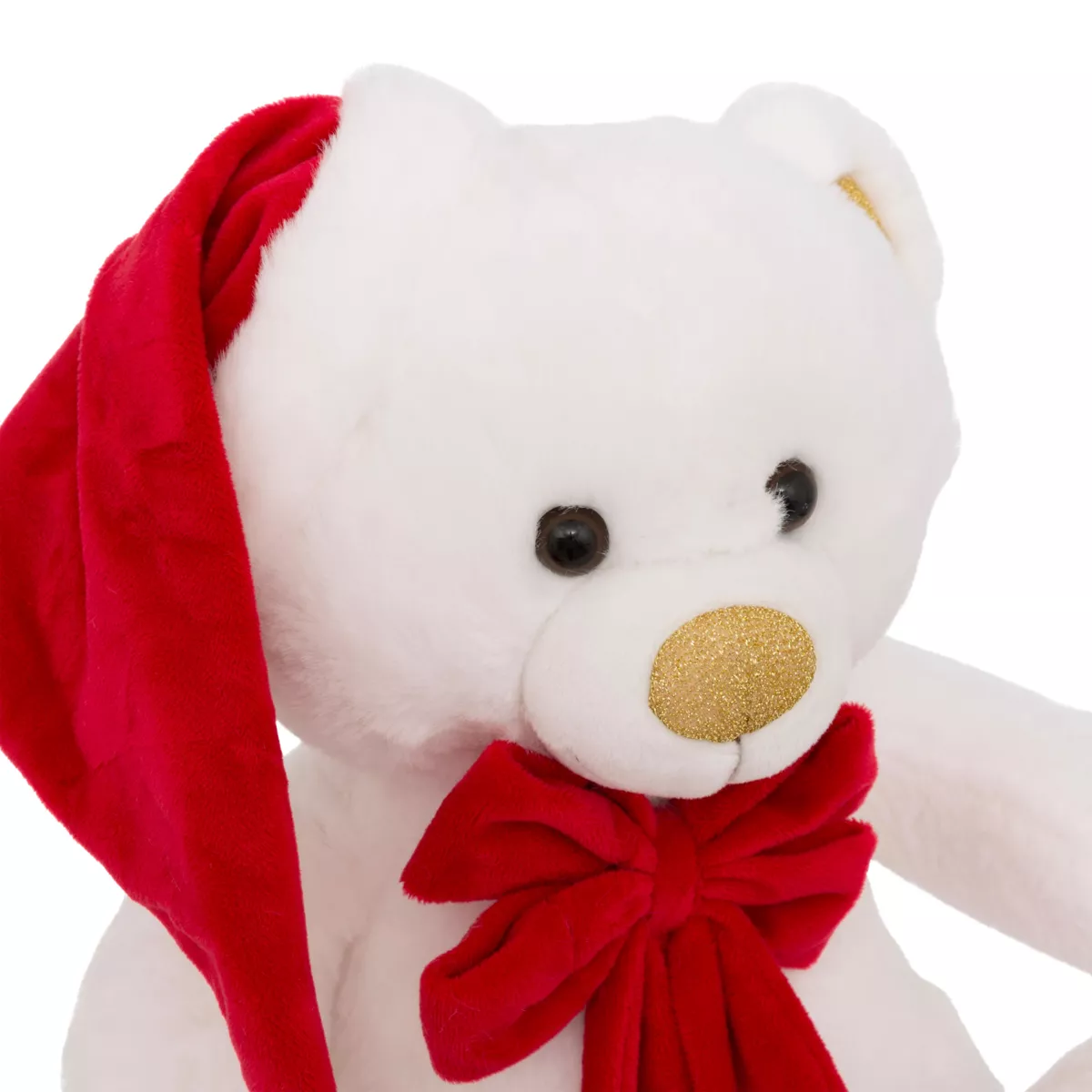 Orso di peluche (H34 cm) Jules e Fiocco in velluto Bianco e rosso