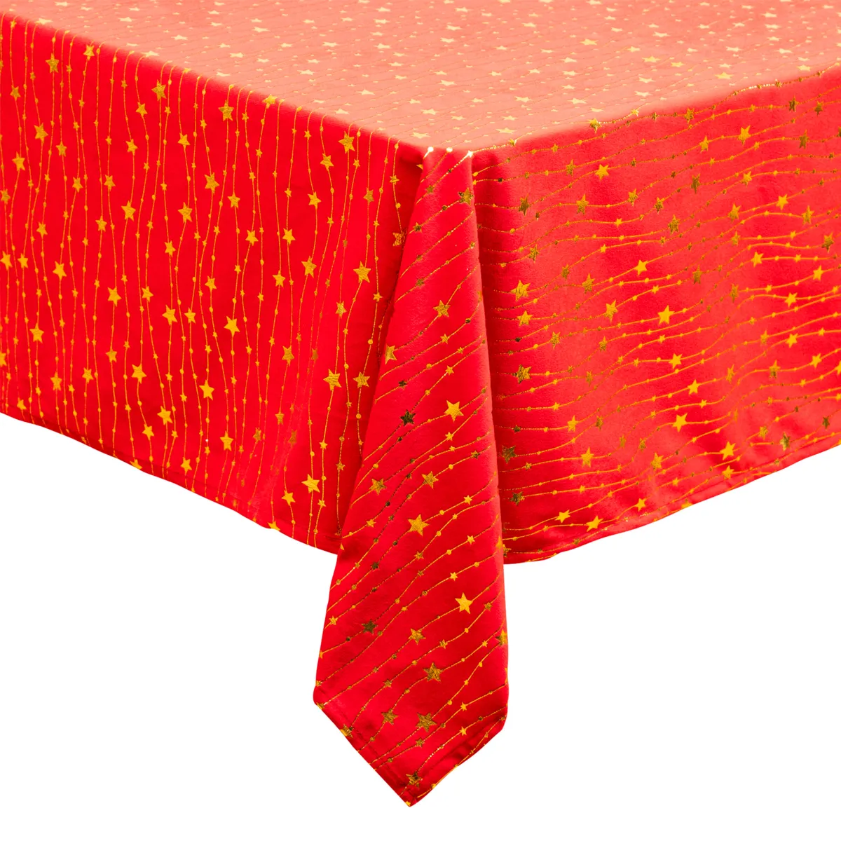 Tovaglia natalizia rettangolare (360 x 140 cm) Pioggia di stelle Rosso