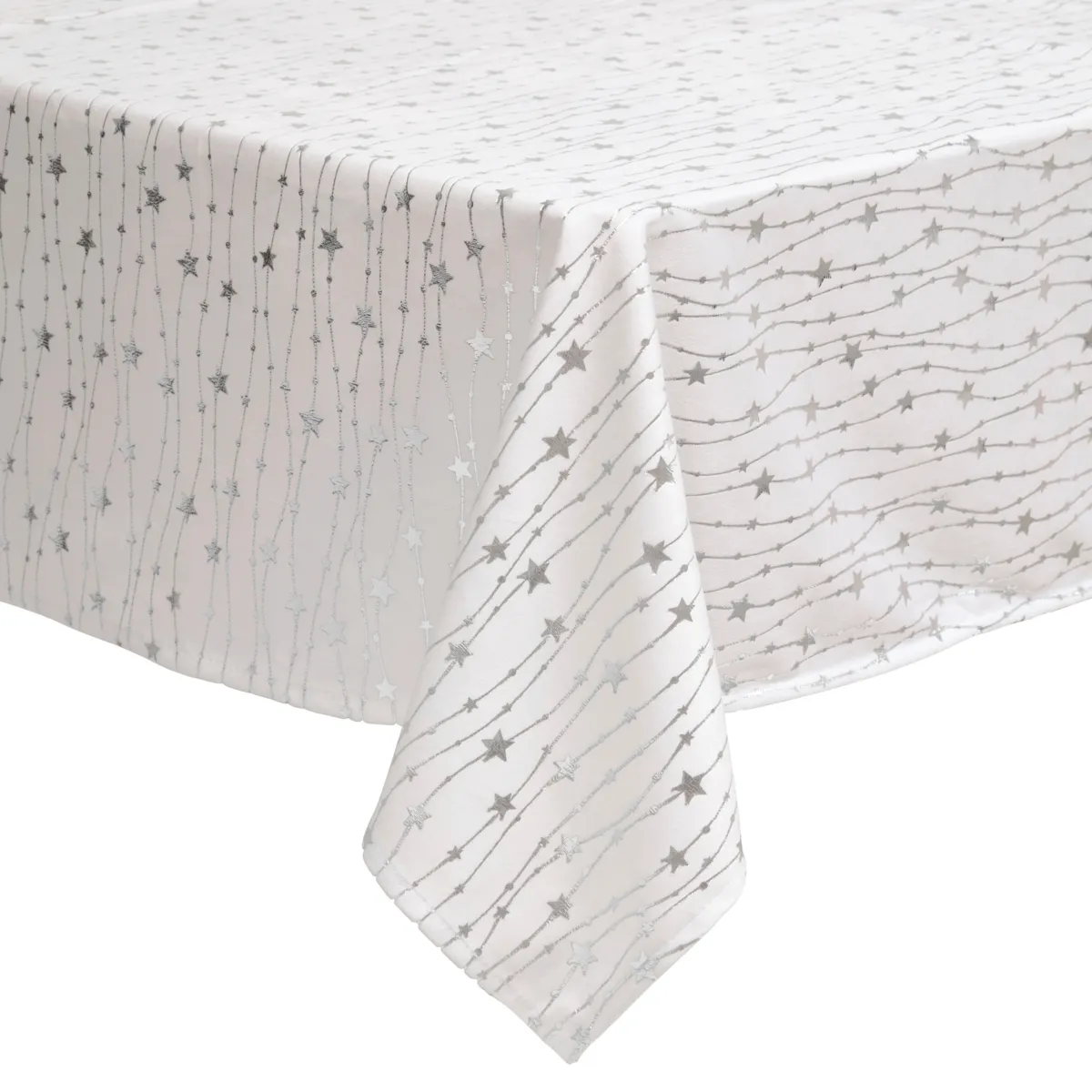 Tovaglia natalizia rettangolare (140 x 240 cm) Pioggia di stelle Bianca