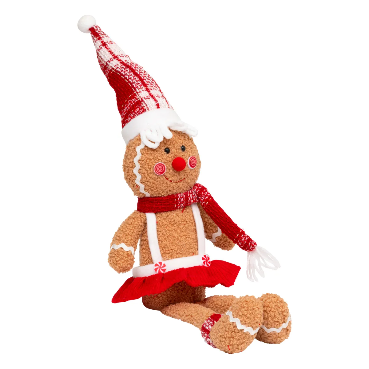 Sitzender Lebkuchenmann (H43 cm) Miss Weihnachten Hellbraun