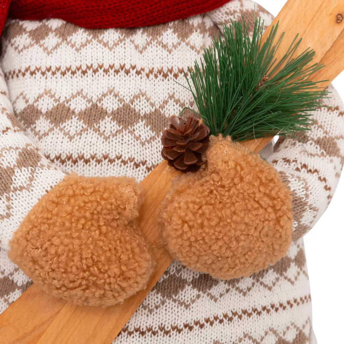 Plüschbär mit Teleskopbeinen (H95 cm) Kleiner Skifahrer Rot