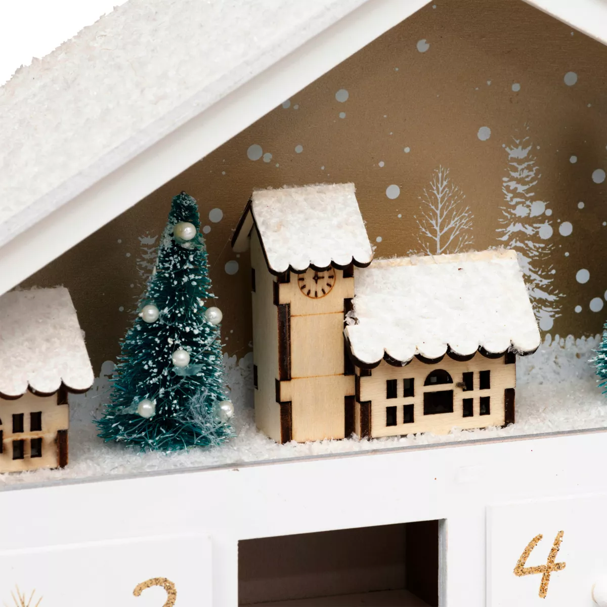Calendario de Adviento para llenar en madera (H33 cm) Casa del Bosque Blanco