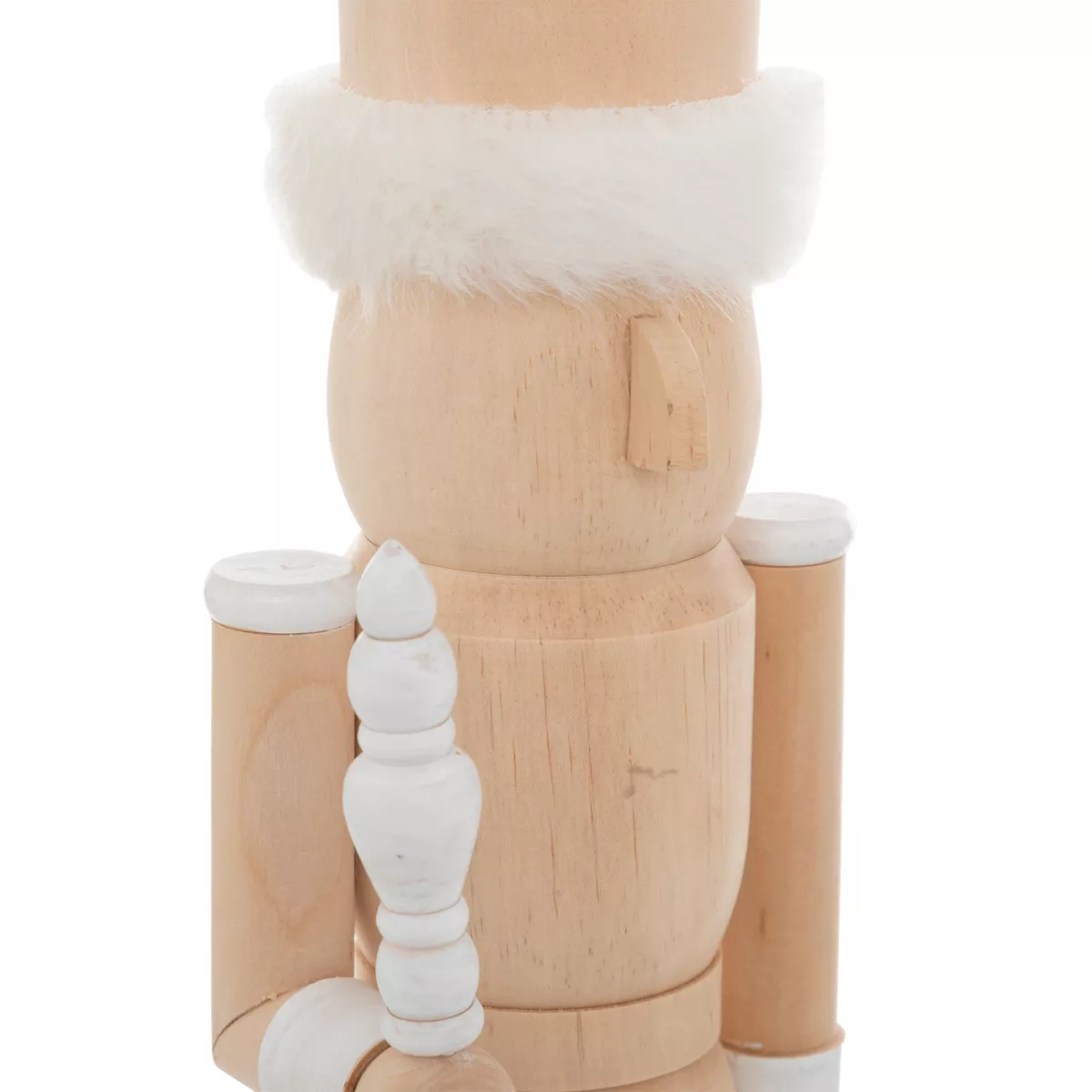 Cascanueces de madera (H38 cm) Botas forradas Blanco y madera clara