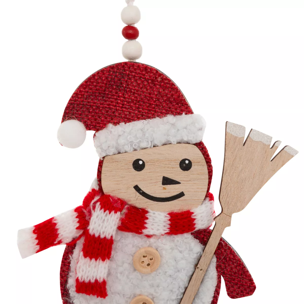 Set di 2 pendenti in legno (H12 cm) Scope di Natale Naturale e Rosso