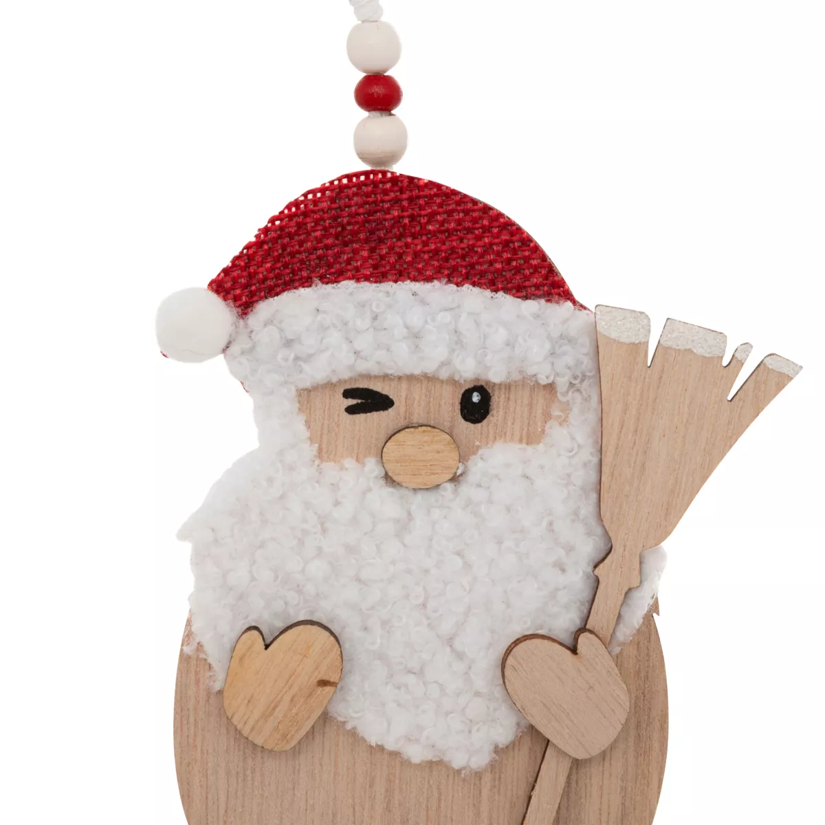 Set di 2 pendenti in legno (H12 cm) Scope di Natale Naturale e Rosso