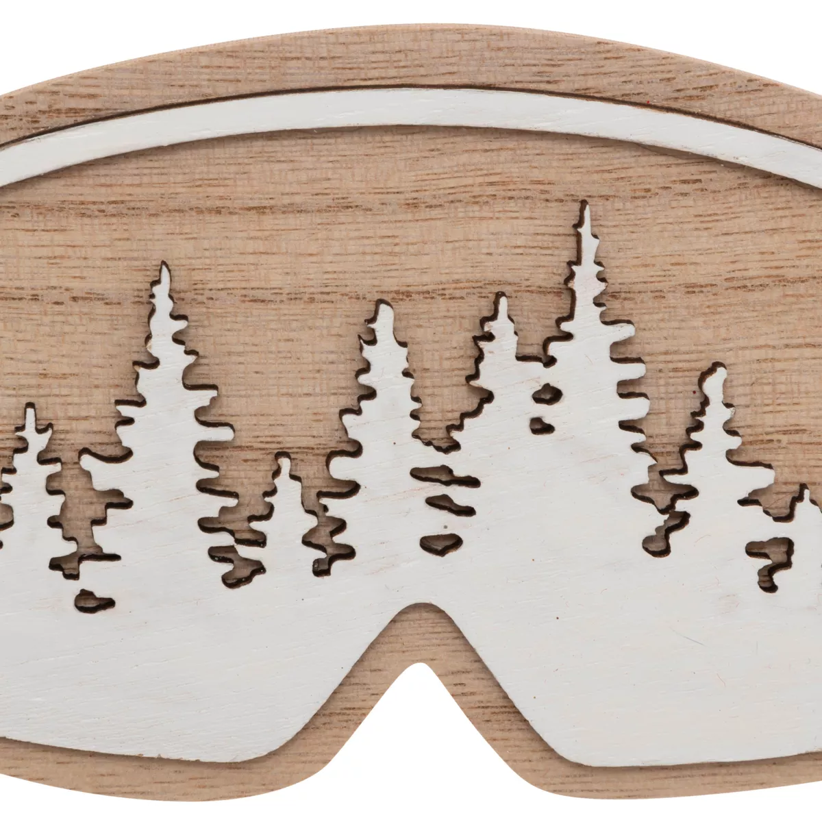 Decorazione natalizia a sospensione in legno (H16 cm) Maschera da sci Naturale
